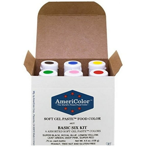 americolor basic six kit soft gel paste food color, 0.75 ounce, 6 pack kit