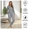 thumbnail image 4 of Womens Pajama Sets Long Sleeve Long Pants Pajamas for Women Cat Print Womens Soft Sleepwear with Pocket 2 Piece Cute Women's Loungewear Set, S-XXL, 4 of 12