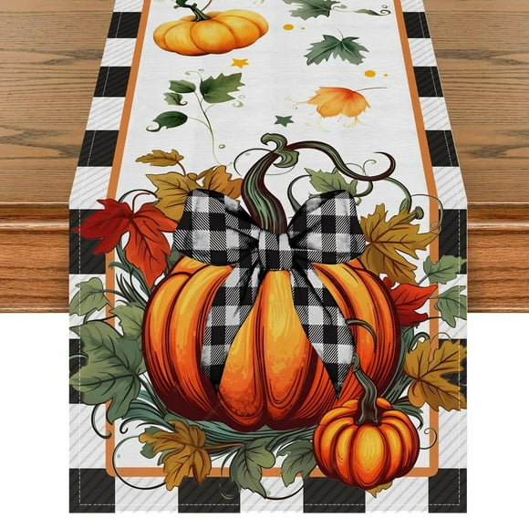 WANGQI Chemin de Table Automne, Centre de Table de l'Action de Grâce Ferme Récolte Saisonnière Tapis de Table Vintage Intérieur Extérieur Décoration de Fête à la Maison
