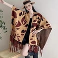 thumbnail image 2 of Women's Shawl Wrap with Tassel Open Front Retro Poncho Cape for Fall Winter (Orange), 2 of 5