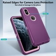 thumbnail image 4 of Compatible with iPhone Xs X 10 10s Phone Case Hybrid Rugged Shockproof Hard Protective Drop Proof Full Body Heavy Duty Mobile Cell Cover for iPhoneX iPhoneXs iPhone10 iSX 10x 10xs Xs Women Men Purple, 4 of 8