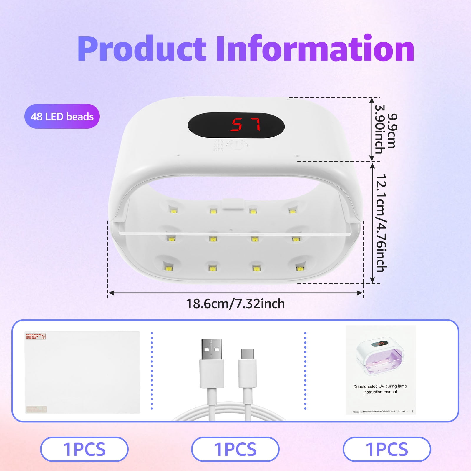 UV Light for Resin Large Double-Sided Light with UV Flashlight 2-in-1 Detachable Resin Curing Machine 3-Speed Digital Display 36w Fast Curing Lamp for Crafts Jewellery Making