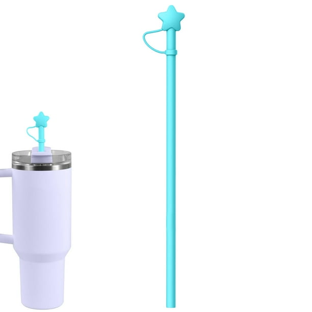 Pajita de silicona de repuesto con cubierta para pajita, compatible con vasos Stanley Cup de 30 oz y 40 oz, pajita de silicona de 12 pulgadas de largo, pajita reutilizable