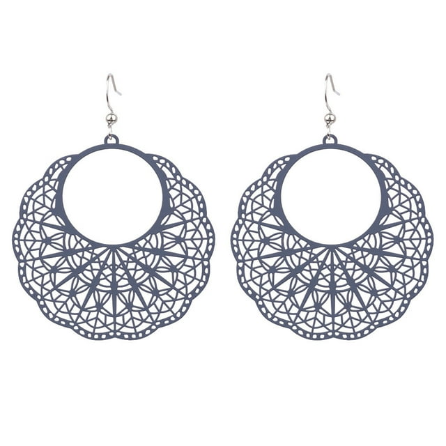 Pendientes de cobre Minnieouse para mujer redondos elegantes recubiertos a la moda color Azul