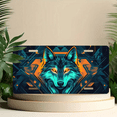 thumbnail image 6 of 1 Pcs 2D Flat License Plate Covers & Frames, Wolf with Tech Background For Decorative Front, Waterproof For Decoration Aluminum License Plate Covers & Frames Cover For Men Women, 12" X 6", 6 of 7