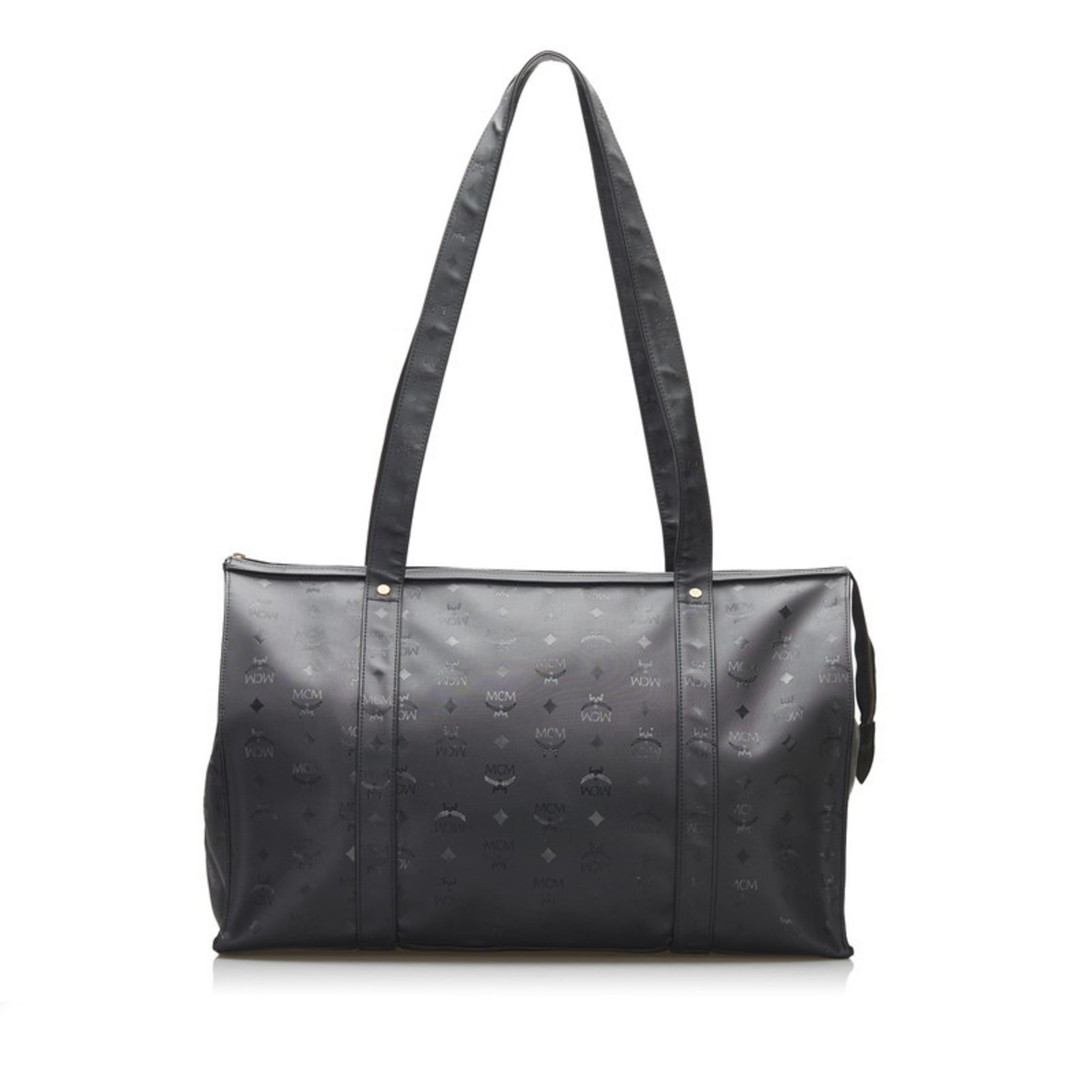 Authenticated Used MCM Visetos Glam Tote Bag Shoulder Black PVC Leather