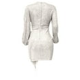thumbnail image 4 of HAPIMO Women's Mini Bodycon Dress Solid Sequins Shiny Spring Lantern Sleeve V Neck Elegant Party Cocktail Wedding Trendy White XXL, 4 of 5