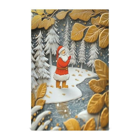 

Kitchen Towel 28x18 Inches x1，Plate Towel Decorative Towel Napkin Tea Towel Tea Towels For Kitchen Dish Cloths & Dish Towels Yellow Leaves and Santa Claus