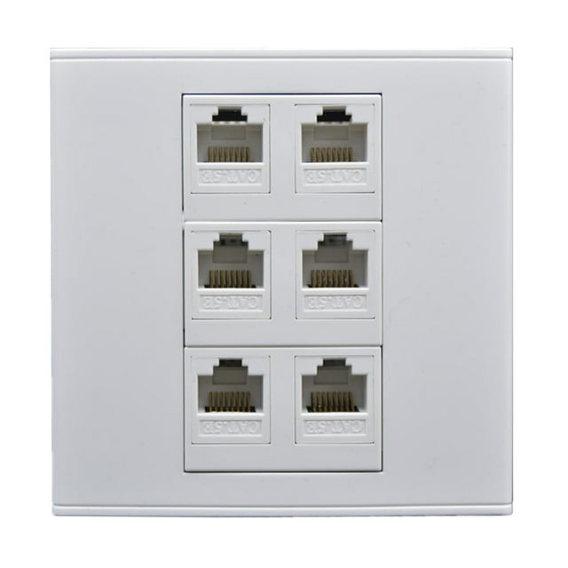 Tachiuwa 6 Port Ethernet Wall Plate Outlet for Cable Installation Internet Connection