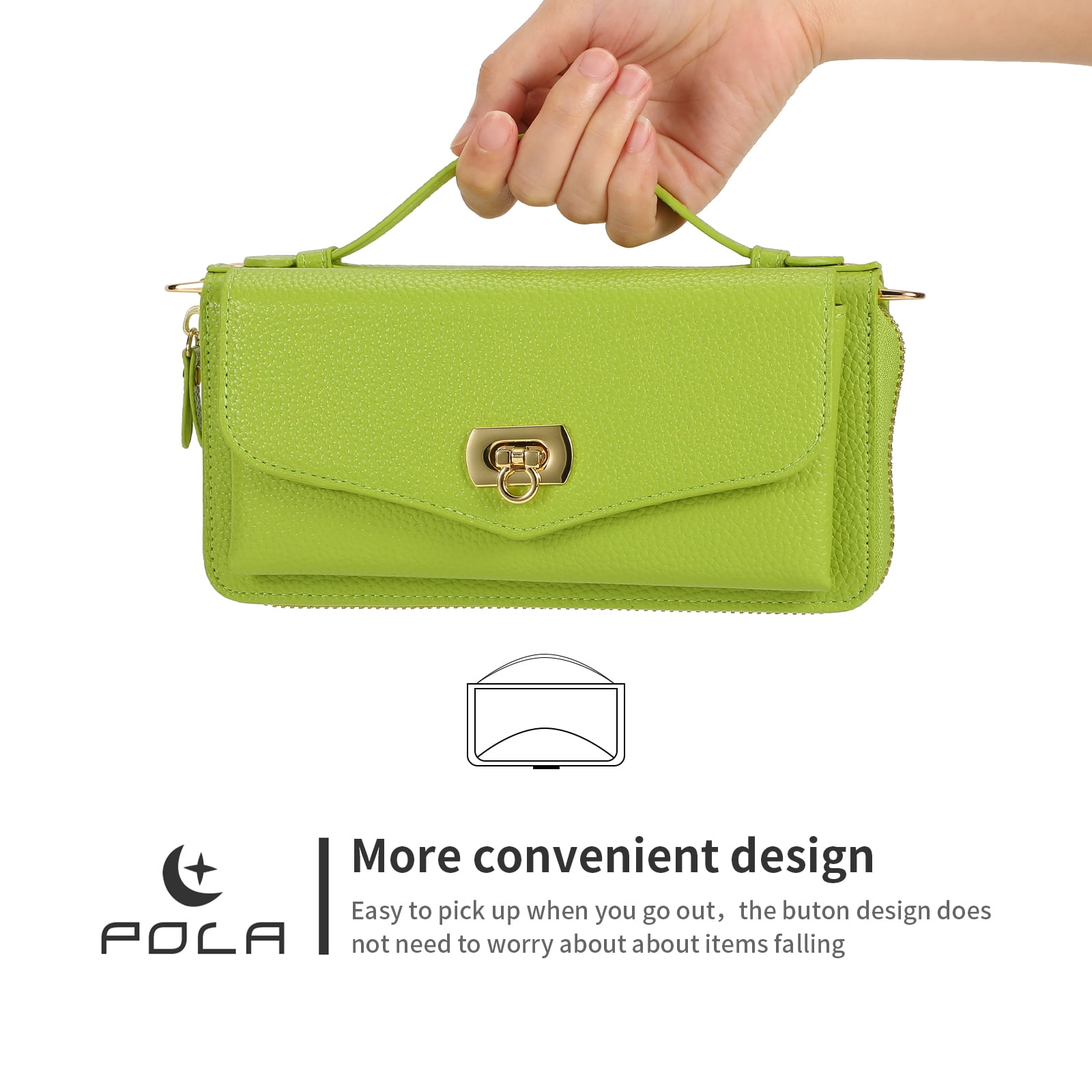 Dteck Crossbody Wallet Case for iPhone 17 Pro Max, Magnetic Detachable Floral PU Leather Phone Case with RFID Blocking Card Holder Wristlet Mirror Flip Zipper Shoulder Purse Bag for Women, Green