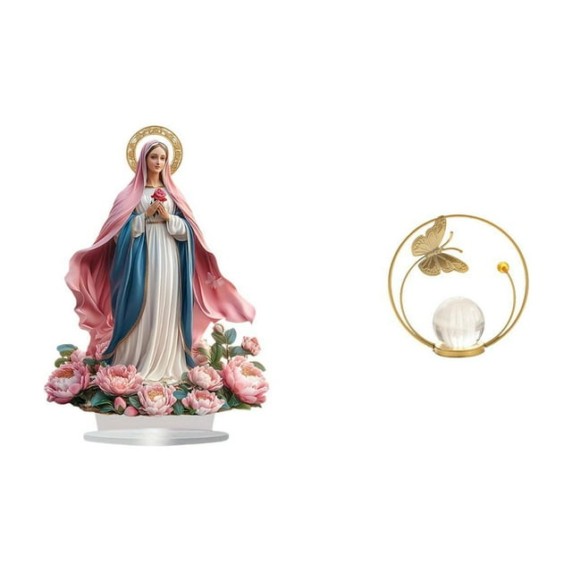 Adorno de cristal acrílico, escultura decorativa independiente para mesa, con base de figura metálica. Ideal para fiestas, hogar, estantería, festival