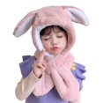 thumbnail image 1 of Chapeau Foulard Rabbit pour Filles 2 en 1 Cache-Oreilles Chapeau d'Hiver Chaud 2-8 Ans, 1 of 1