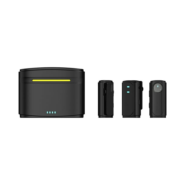 Micrófono Inalámbrico Lavalier 3-En-1 Micrófono Inalámbrico Lavalier, 2 Mini Micrófonos para Android / Ios Cámara de Teléfono Grabación de Vídeo, Entrevistas, Vlogs (Negro) Sistema de Micrófono Inalám