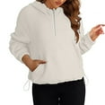 thumbnail image 2 of Ashirexll Hoodies for Women, Half Zipper Sweatshirts Long Sleeve Cropped Hoodie Winter Warm Pullover Tops with Pockets Beige L, 2 of 8
