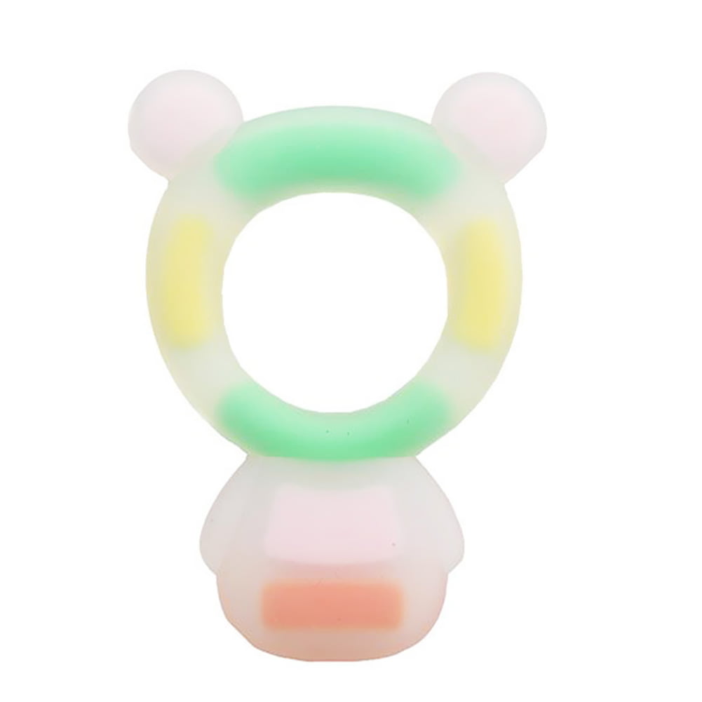 Silicone Beads Teether Ring Baby Animal Shaped Wood Infant Teething Toy 8C 