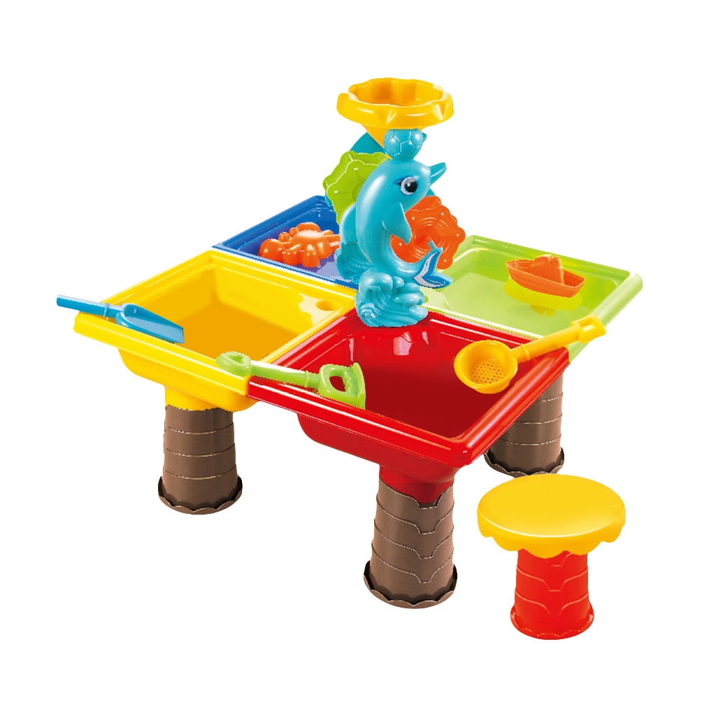 Bopfimer Sand and Water Table Set with Lid Cover Beach Toys Outdoor Garden Sandbox Kit Kids Summer Beach for Toddlers Kids