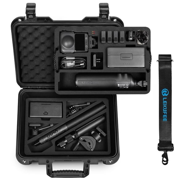 Lekufee Waterproof Hard Case for DJI Osmo 360, Adventure Combo, Battery(7pcs), Osmo Selfie Stick, DJI Mic 3/2/Mic Mini, More Accessories(Case Only)