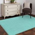 thumbnail image 4 of Turquoise Burlap Texture Large Area Rugs for Bedroom Living Room, Soft Non Slip Carpet Bedside Rug, Farmhouse Vintage Aqua Rectangular Floor Cover Kitchen Accent Rug 4'x6' for Dining Room/Office, 4 of 9