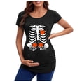 thumbnail image 2 of Women's T-Shirts Head Skeleton Halloween Pregnant European and Border Top for Expectant Women Orange L, 2 of 4