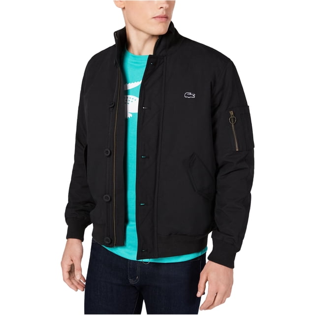 Chaqueta Bomber Lacoste Impermeable para Hombre Negro X-Large