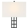 thumbnail image 2 of Possini Euro Design Ventano Modern Wall Lamps Set of 2 Black Plug-In 16" Fixture White Linen Fabric Shades for Bedroom Mirror, 2 of 9