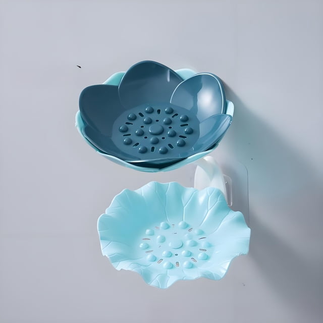 QTOCIO Flower Soap Rack Storage Rack Double-layer Draining Soap Box Non-drilling Wall-mounted Storage Rack