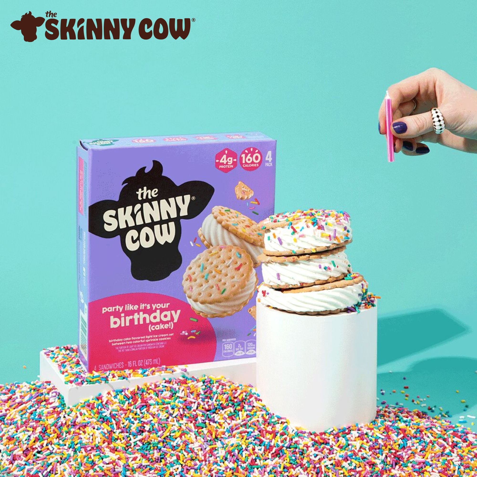 Skinny Cow Birthday Cake Light Ice Cream Sandwiches, 4 Count