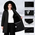 thumbnail image 6 of Women's Winter Coats Long Warm Thicken Puffer Jackets Outwear With Removable Faux Fur Hood, Black XL, 6 of 8