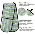 thumbnail image 2 of Yayeee Double Oven Mitt Kitchen Heat Resistant Baking 35" x7" Quilted Cotton Glove, Green Stripe Pattern, 2 of 6