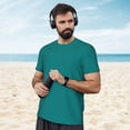 thumbnail image 4 of Wukai Teal Print Men's Short-Sleeved Mesh T-Shirt,Quick-Dry Short Sleeve Workout T-Shirt-Large, 4 of 8