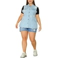 thumbnail image 2 of Agnes Orinda Women's Plus Size Jean Vest Raw-Hem Sleeveless Fashion Denim Jacket 1X Sky Blue Ripped, 2 of 6