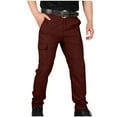thumbnail image 3 of BXINGOHAI Mens Cargo Pants Casual Nylon Jogger Multi Pockets Outdoor Hiking Work Sweatpants Wine 2XL, 3 of 5