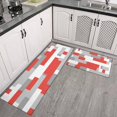 thumbnail image 3 of 2 Piece Grey Red Geometric` Rug Kitchen Rug Set, Decor Kitchen Rugs, Absorbent Non-Slip Washable Floor Mats, Home Indoor Runner Rugs 17"x47"+17"x30", 3 of 7