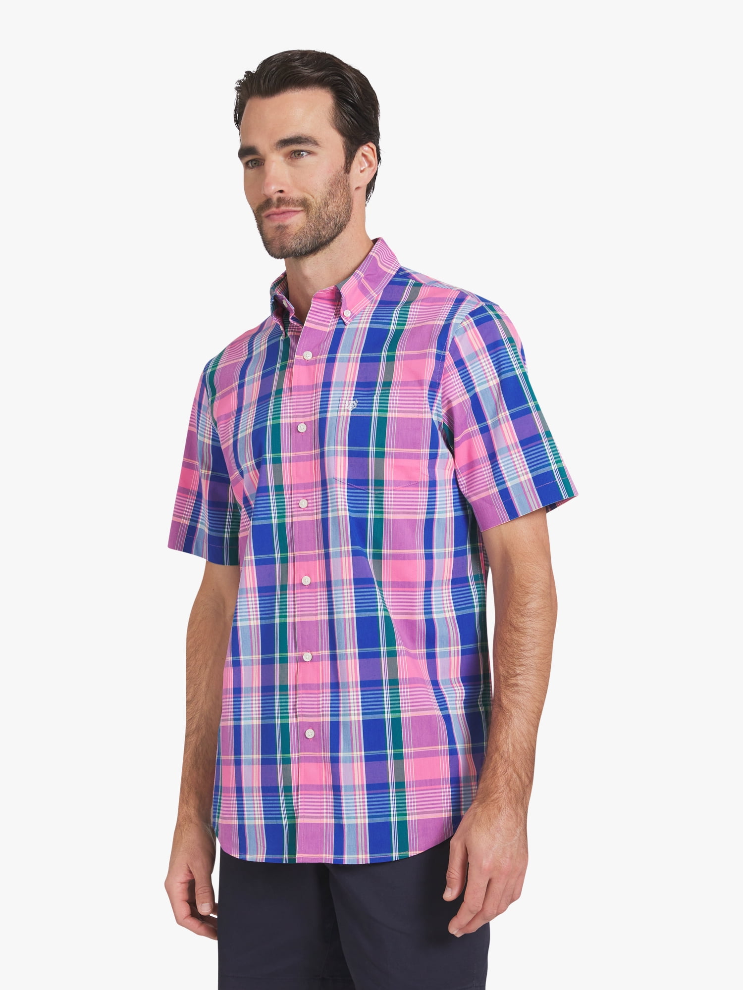 Chaps Men's & Big Men's Short Sleeve Easy Care Stretch Poplin Shirt, Sizes S-3XL