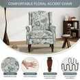 thumbnail image 6 of DREAMSIDEA Wingback Accent Chair Sets of 2 with Nailhead Trim & Retro Wood Legs, Blue Plants Floral Pattern Arm Chair for Living Room, 6 of 6