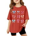 thumbnail image 4 of JAJAHO Girls Oversized Summer Top Bow Print Short Sleeve Crewneck Tee For Kids 1-10 Years Breathable T Shirts Cozy Tops, 4 of 4