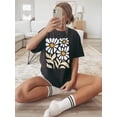thumbnail image 1 of Floral Graphic Print T-shirt, Short Sleeve Crew Neck Casual Top For Summer & Spring, Women's Clothing Tee For Adult, Men, Women, Teen, Teenager, Adolescent, Youth, 1 of 6