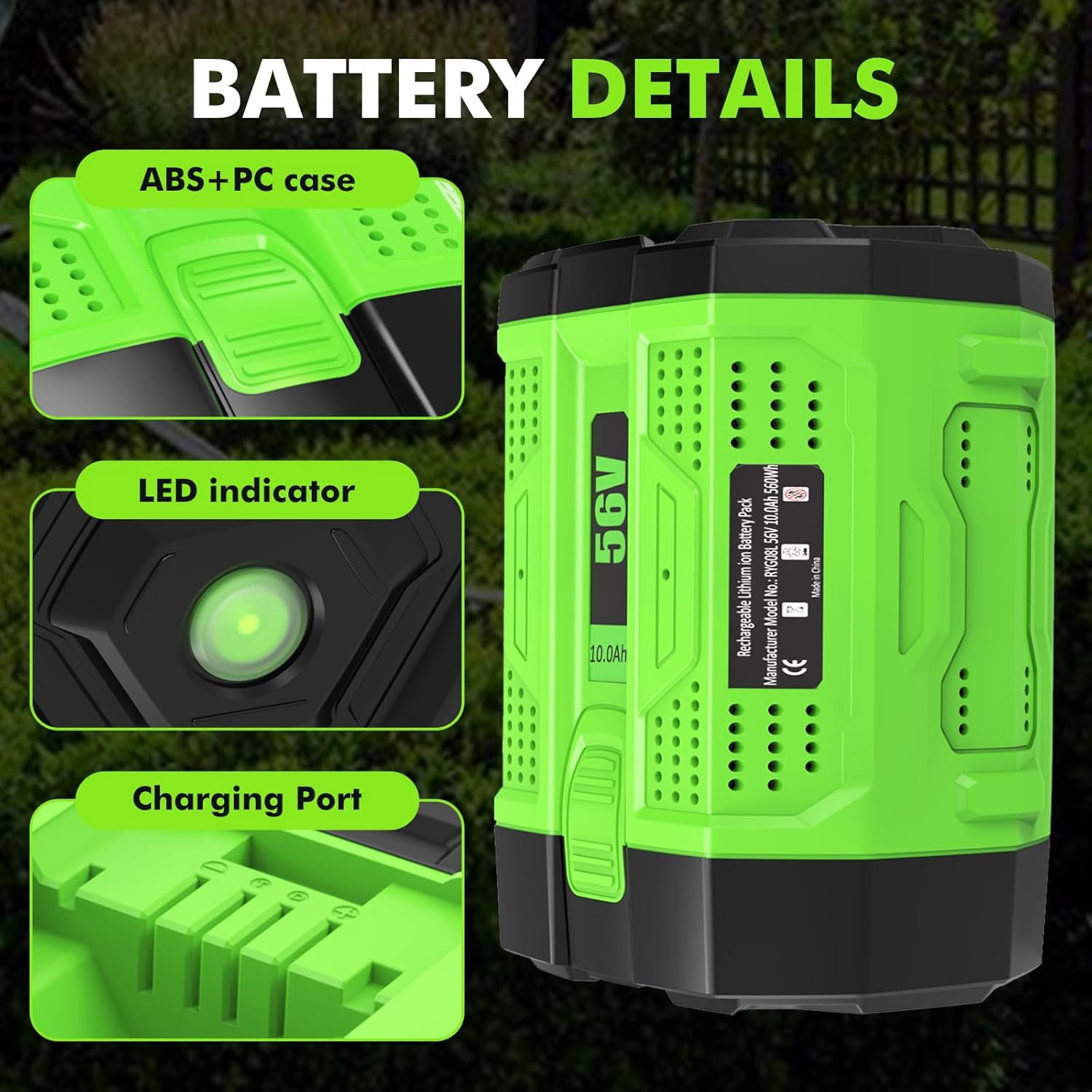 2Pack 56V 10.0Ah Replacement Battery Compatible with EGO 56V Battery Compatible with EGO 56 Volt 10000mAh BA2800 BA4200 CS1604 CS1804 CS1403 HT2400 LB6504 LB5804 LB6500 LB4800 Power Tool