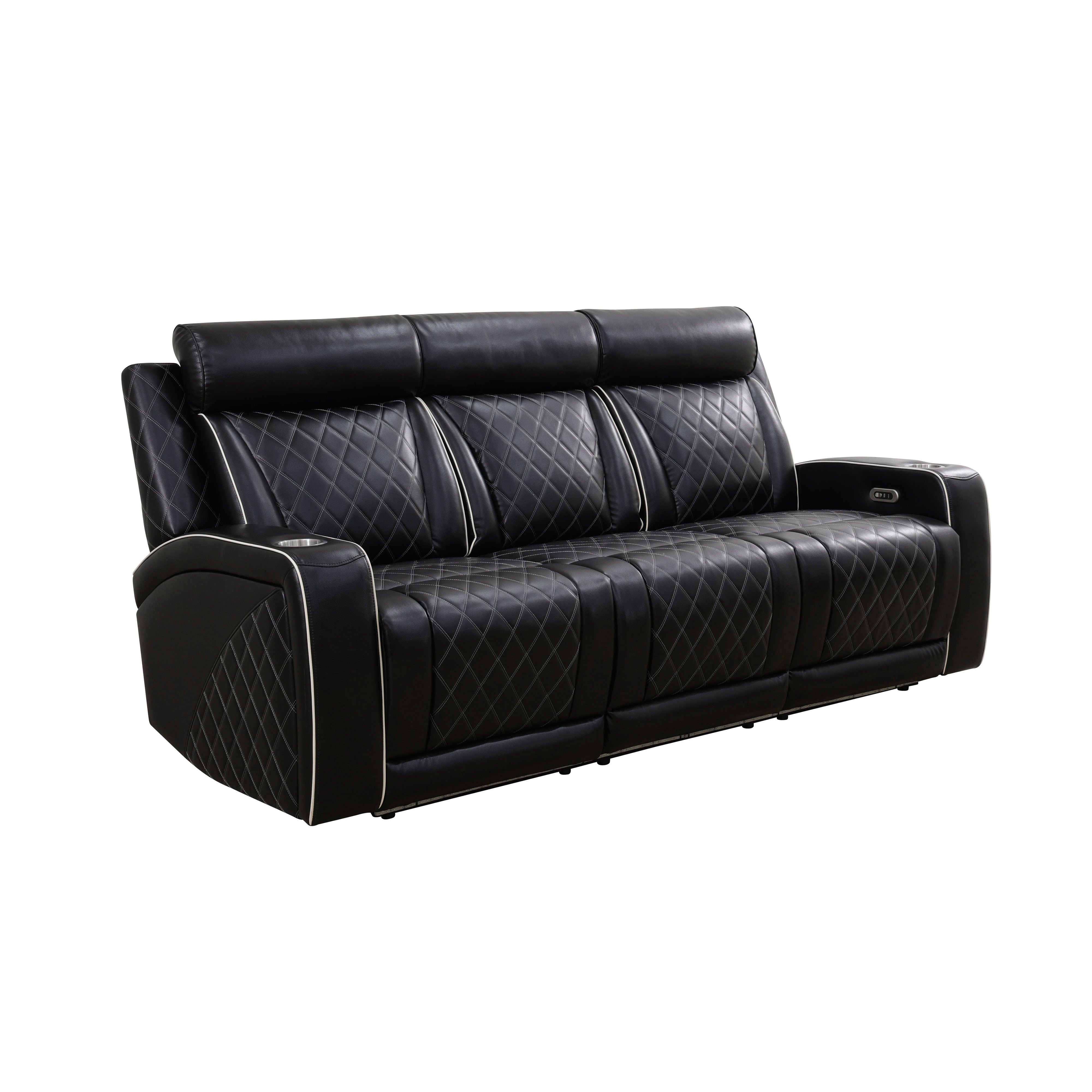 Gewnee Power Recliner Oversized Electric Air Leather Reclining 3-Seats Sofa, USB Charge with Cup Holder Port Comfortable Sofa for Living Room