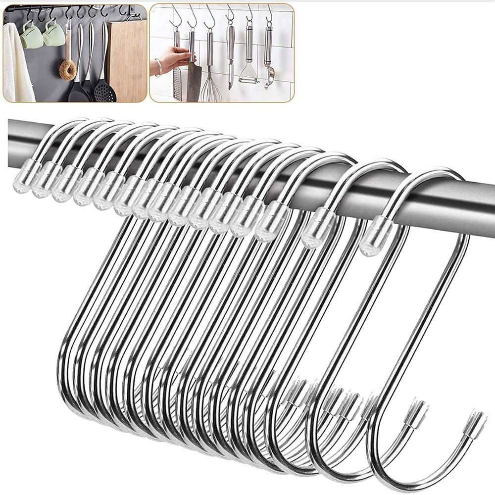 uxcell 6pcs S Shaped Hooks Stainless Steel Plating Hangers Holder Kitchen Bathroom Closet Shelf Rack for Hanging Plants Pots and Pans Coffee Mugs Utensils Clothes Towel Black 