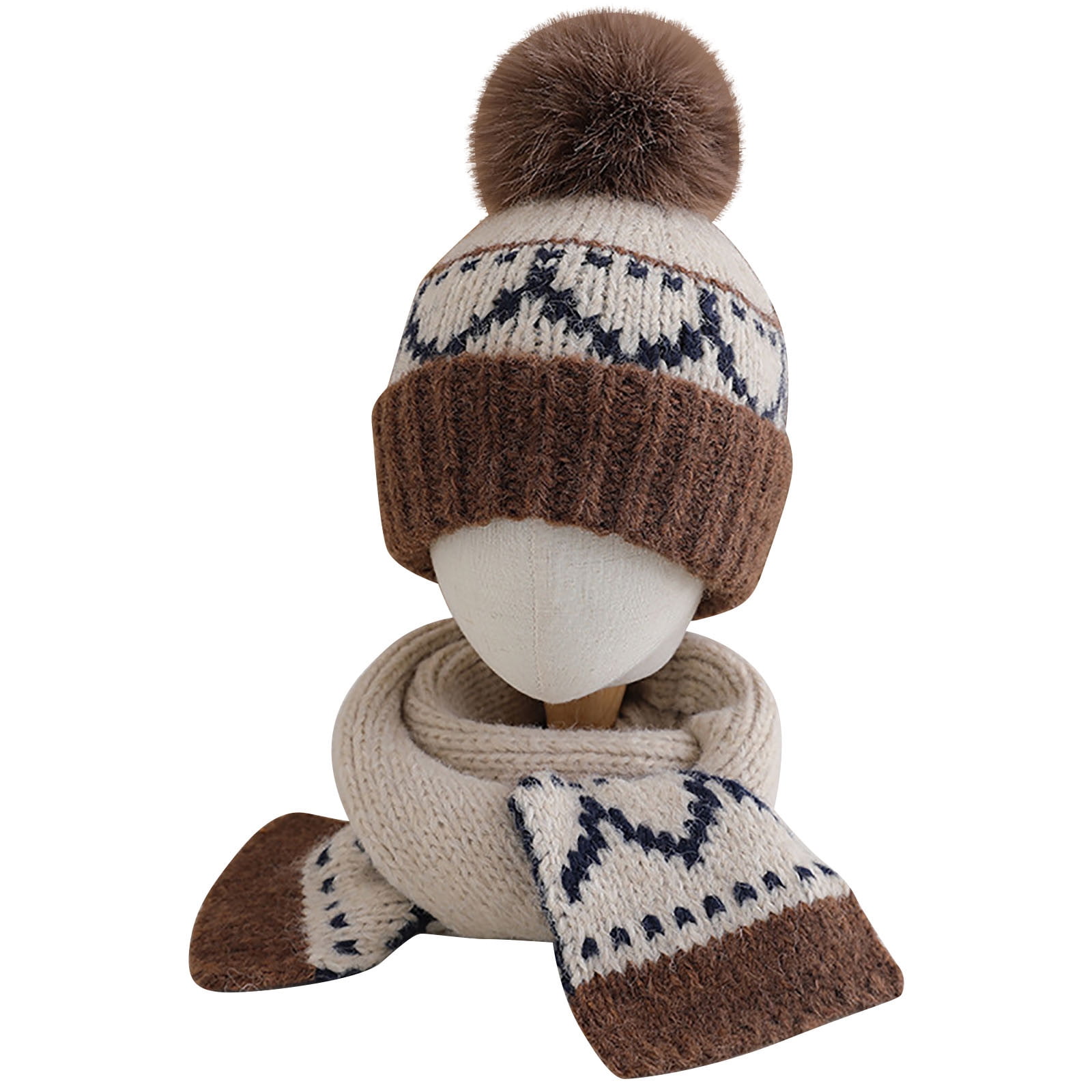 Wancir Kids Winter Beanie Hat, Children’s Warm Knitted Fleece Lined Woollen Ski Pompom Hat for Boys & Girls 3-9 Years