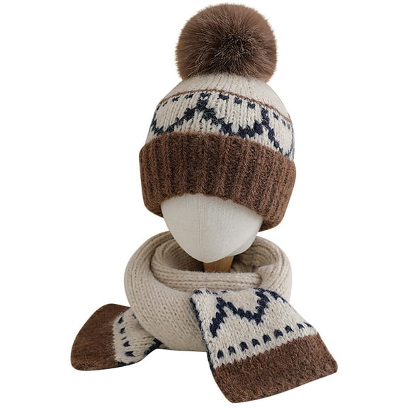 CYRBOKO Toddler Girls' Beanies, Soft Cotton Winter Thermal Skiing Hats Coffee Size 2-9 T