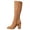 Khaki Boots, variant on hopeusnice Round Toe Side Zipper Chunky Heel Knee High Boots Women Suede Dress Boots for Work Brown 36