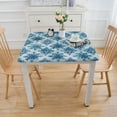 thumbnail image 3 of HAOXIT  Teal Tablecloth, Wintertime Inspiration Ornate Abstract Snowflakes in Pale Colors Christmas, Rectangular Table Cover for Dining Room Kitchen Decor 60''x60'', 3 of 7