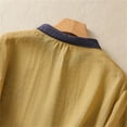 thumbnail image 2 of TaTaai 2026 Spring Women’s Lapel Embroidered Tee 3/4 Sleeve Loose Blouse Casual Button Patchwork Fashion Top Linen Texture Polyester Daily Shirt Gift, 2 of 6