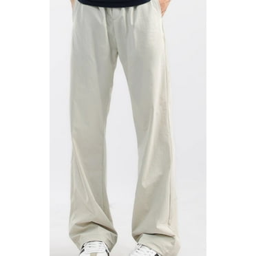 Summer apricot color Ice silk drape casual pants Men's loose American straight micro-radius sports pants Quick-drying