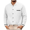 thumbnail image 4 of Kaemgyyd Men's Cotton Linen Shirts Casual Button down Long Sleeve Tops Fashion Color Block Collar Spring Clothes with Pocket, 4 of 4