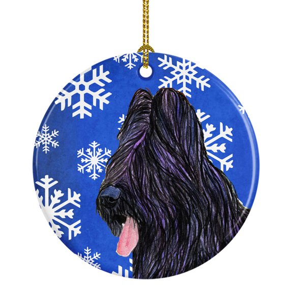 Briard Winter Snowflakes Holiday Christmas Ceramic Ornament SS4627