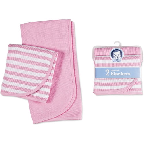 Gerber Thermal Receiving Blankets, Pink, 2Pack