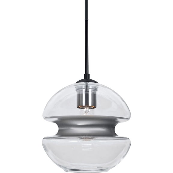 Besa Lighting - Hula 8 - 1 Light Cord Pendant-Black Finish-Clear/Silver Glass